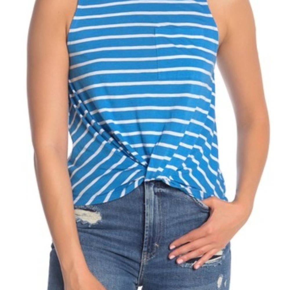 Abound Blue French Rosie Stripe Tank Blouse Blue